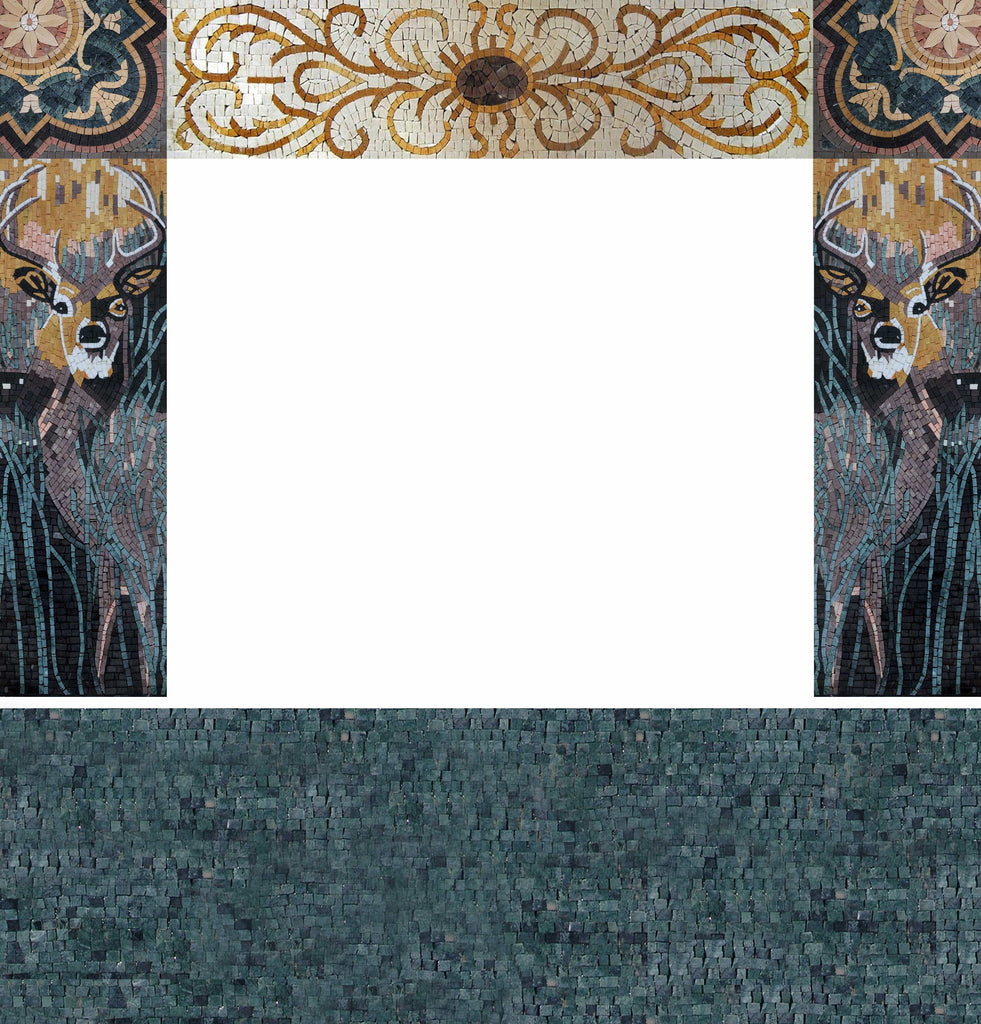 Chimenea de mosaico de azulejos - Arte de ciervos