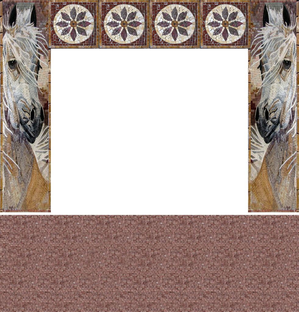 White Horse Art - Chimenea de mosaico de azulejos