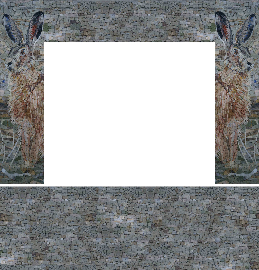 Бордюр для камина - Мозаика с кроликами