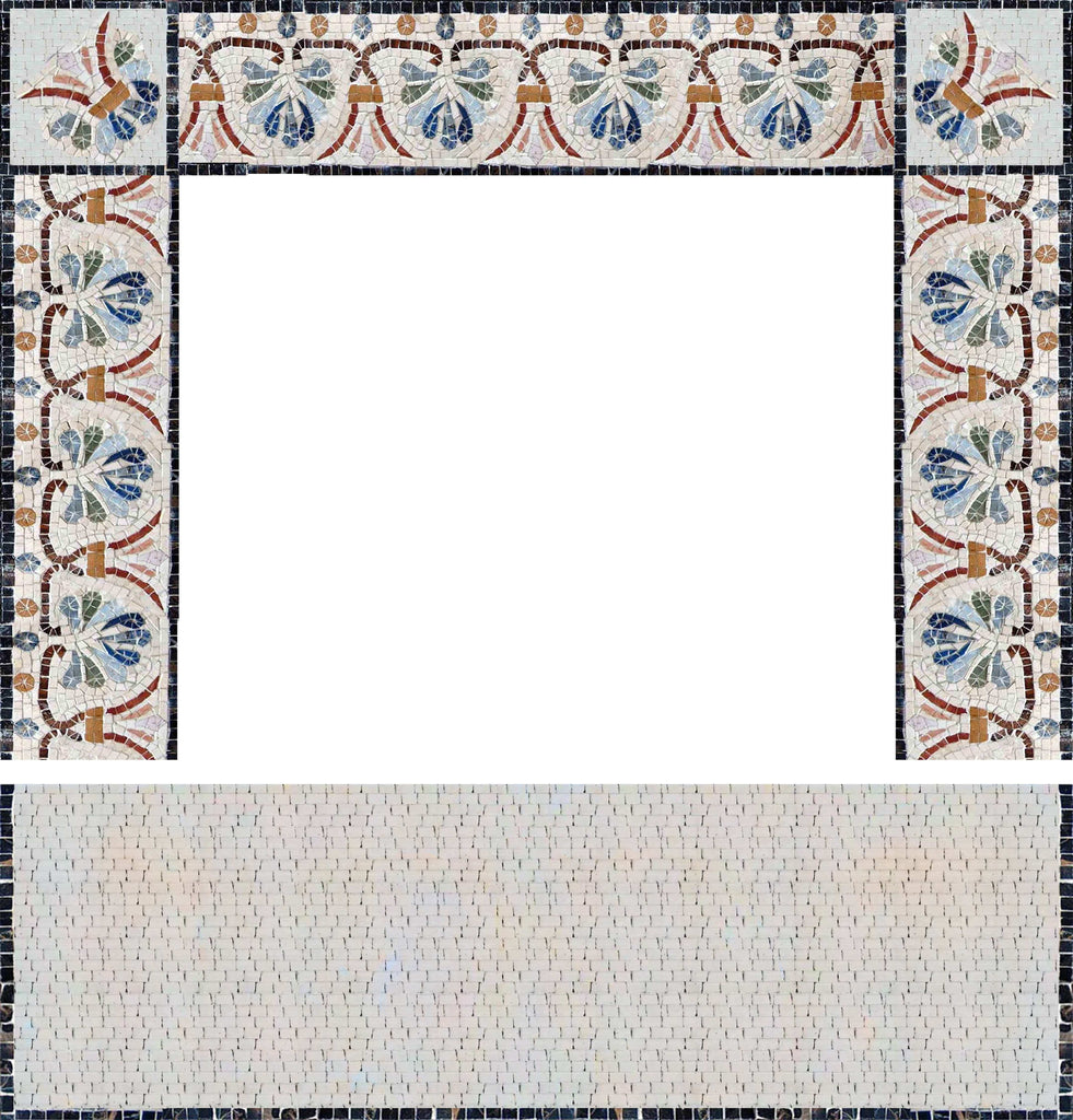 Arte em mosaico de borda de lareira