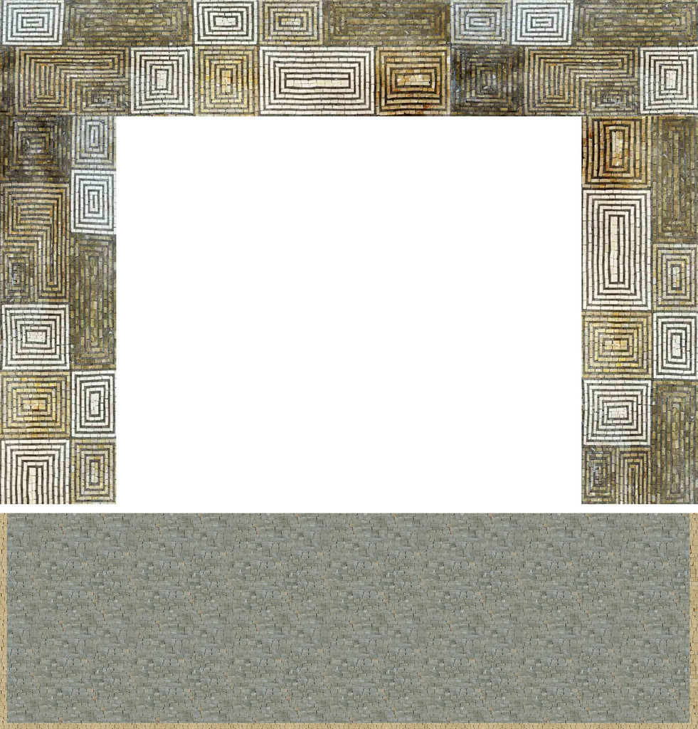 Cheminée en mosaïque de carreaux - motif en spirale rectangulaire