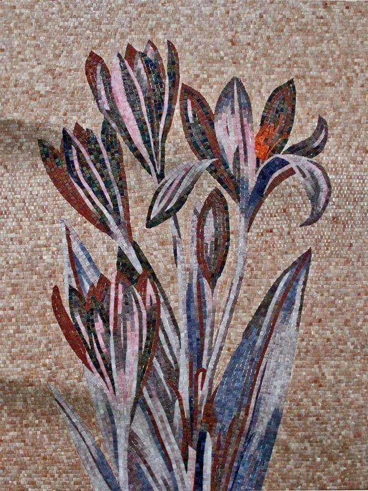 Individuelles AR-Produkt - Blumen-Krokus-Arrangement - Glasmosaik-Kunst - Netzrückseite