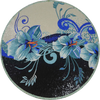 Medalhão Mosaico - Flores Exóticas Azuis