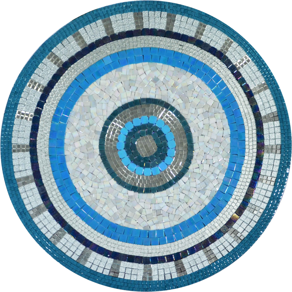 Medaglione in mosaico blu - Arte del mosaico