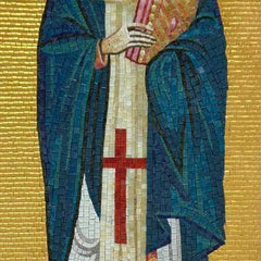 Saint Eleutherios Byzantine Icon – Handmade Gold Glass Mosaic Art - Mesh Backing
