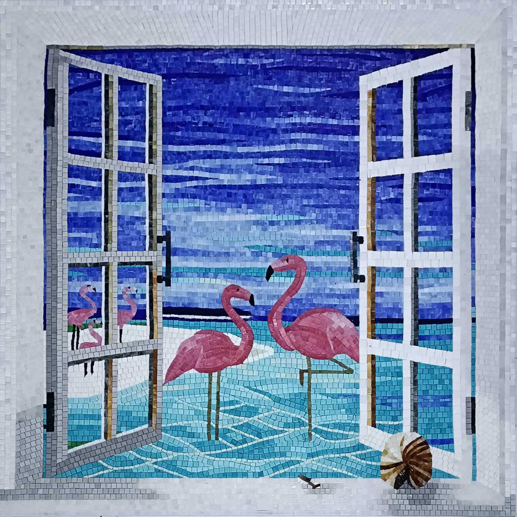 Flamingo-Kunst – Mosaik-Design