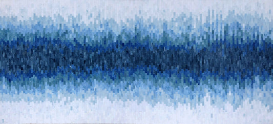 Abstract Blue Ocean Wave – Large Handmade Glass Mosaic Wall Art - Mesh Backing