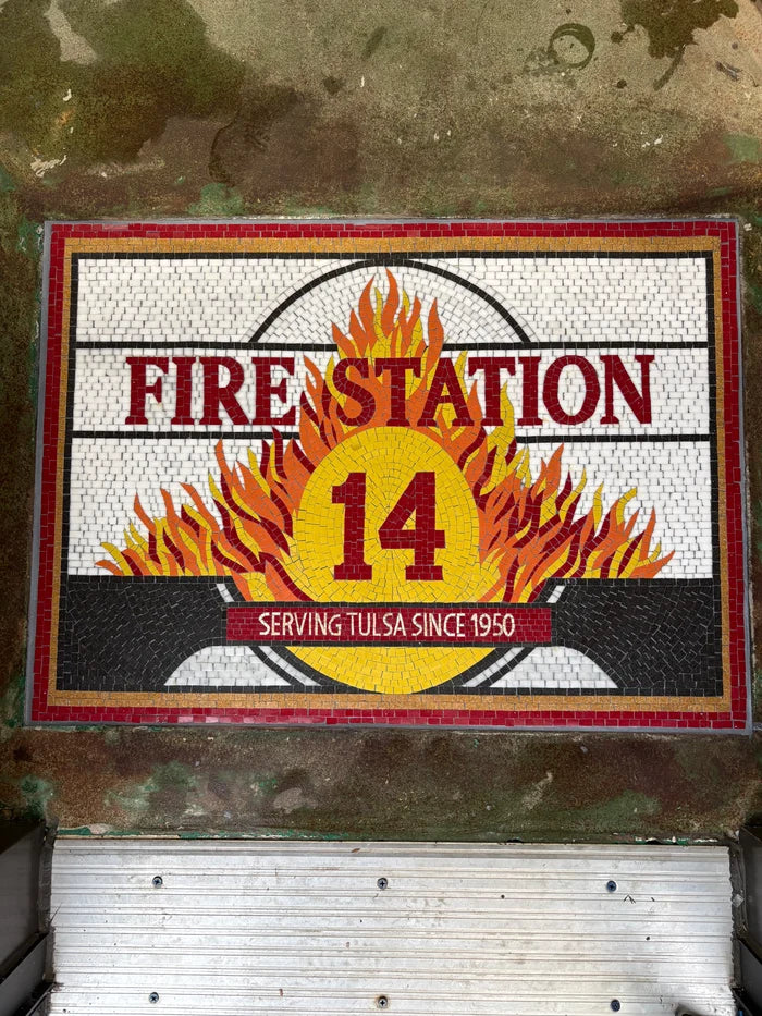 Custom Fire Station Sign – Marble Mosaic Wall Art - Mesh Backing