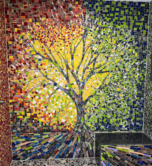 A Tapestry of Time: Four Seasons Tree Mosaic | Luxury Handcrafted Art