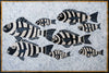 Gruppe von Fisch-Marmor-Mosaik