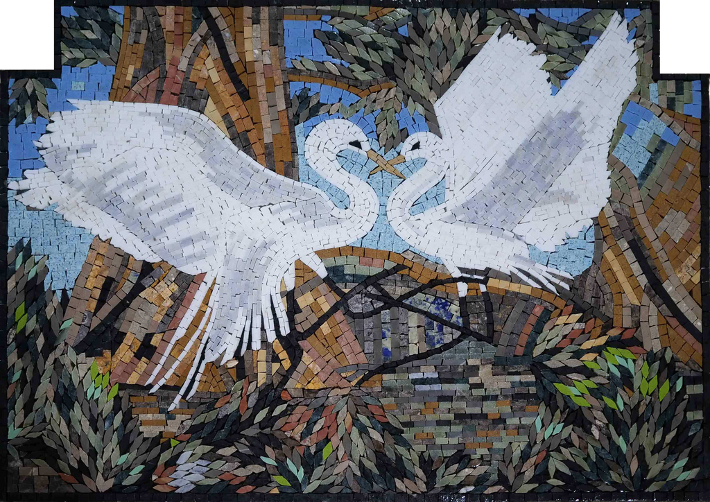 Mosaïque Murale - Love Herons