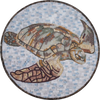 Medalhão de latão com mosaico de tartarugas marinhas