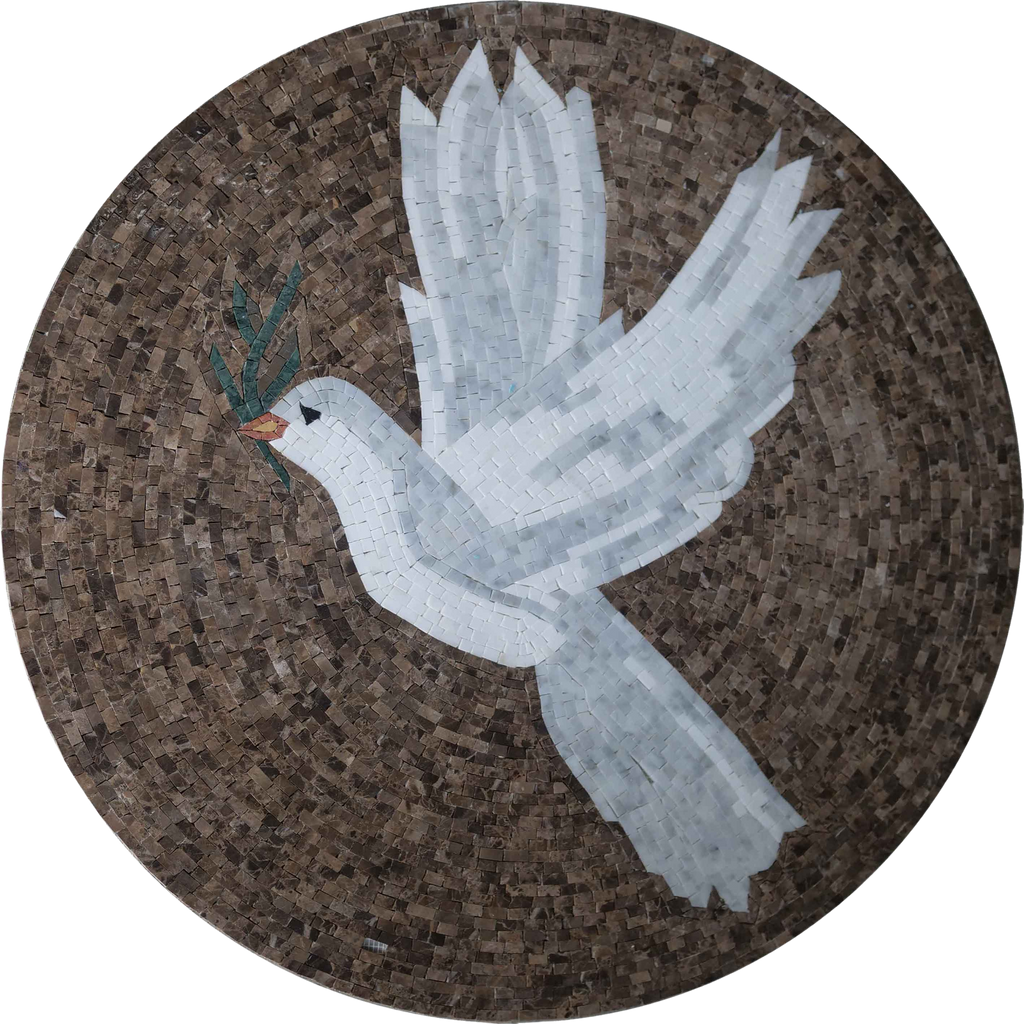 Pomba Branca - Medalhão Mosaico