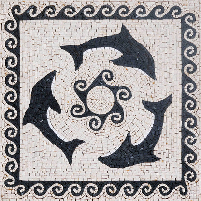 Three Black Dolphins Mosaic