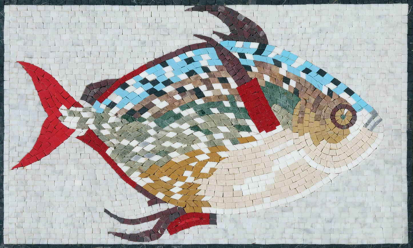Beautifully colored Fish Marble Mosaic