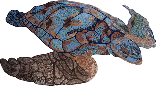 Pool Tile Art - Blue Turtle | Luxury Handcrafted Mosaic