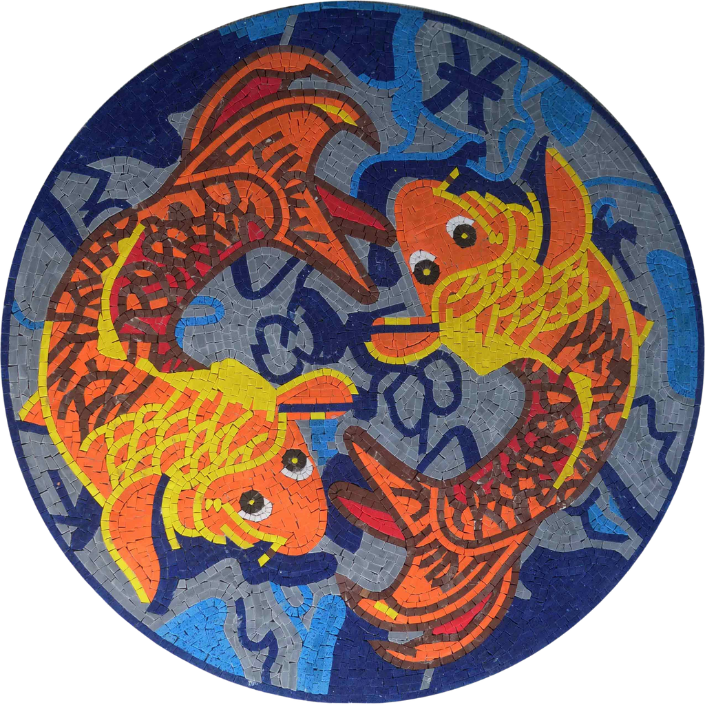Koi peixe mármore mosaico arte náutica