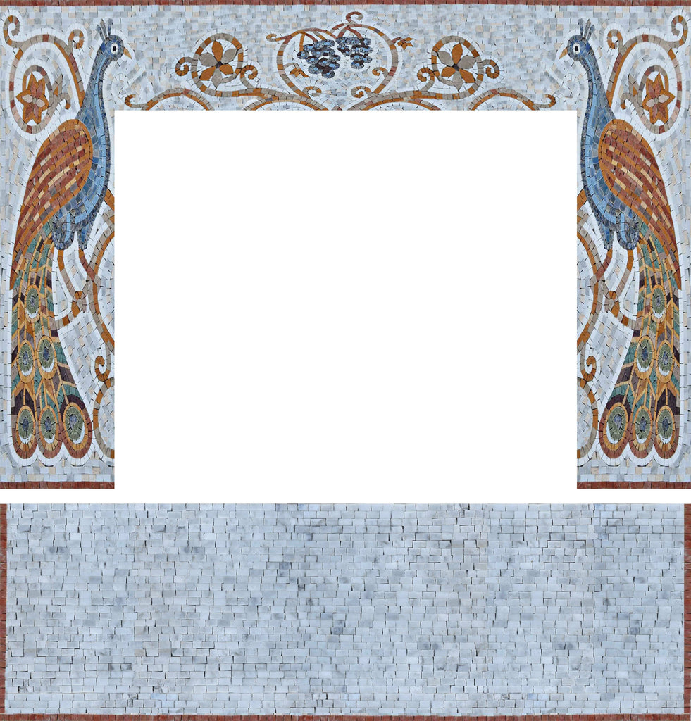Chimenea de mosaico de azulejos - Arte del pavo real