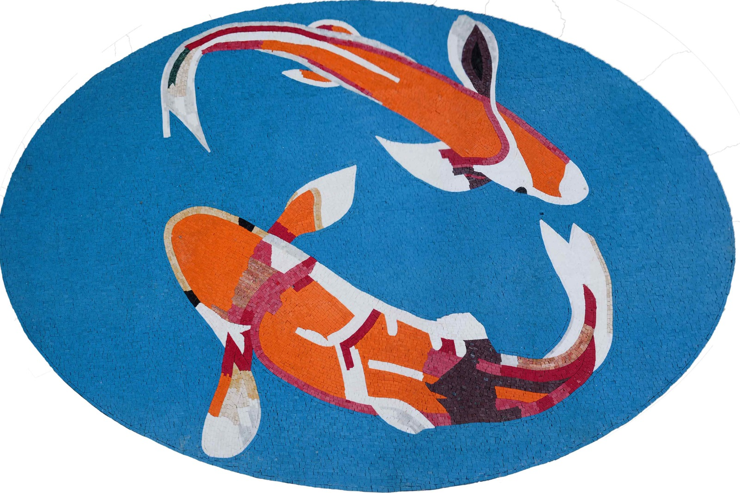 Vibrant Koi Fish Pool Mosaic Art - Orange and White Mosaic Tiles for Pools, Spas, and Floors