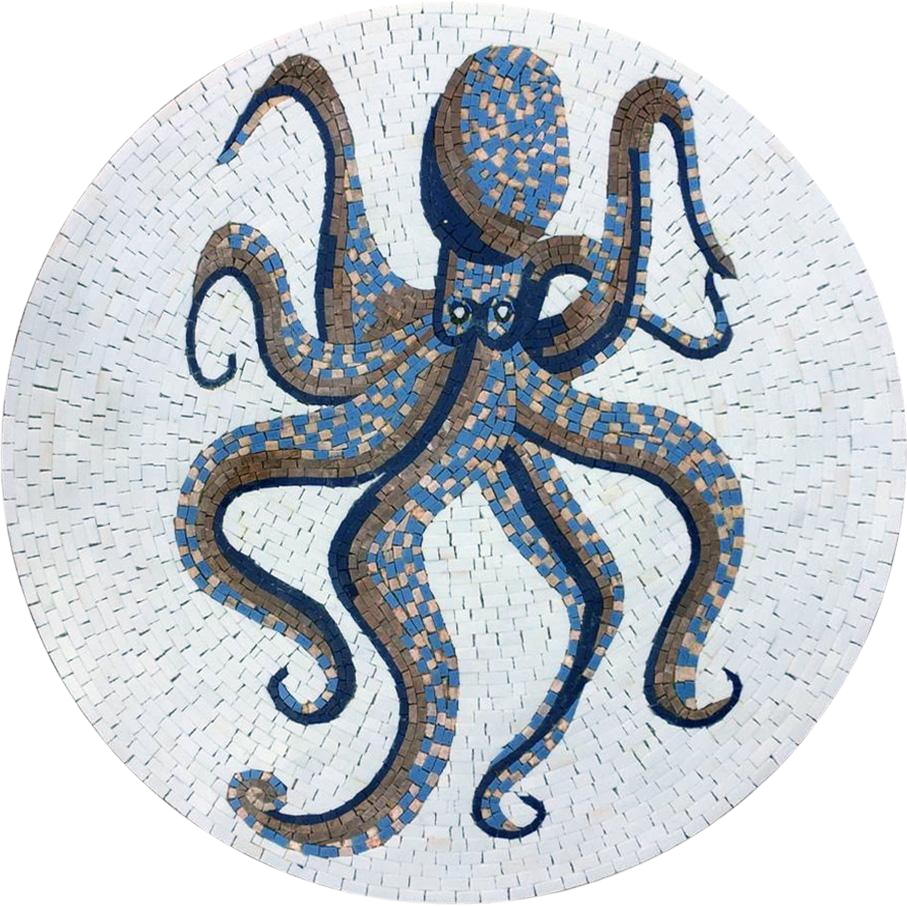 Blue Octopus Mosaic - Mosaic Medallion