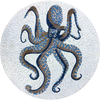 Blue Octopus Mosaic - Mosaic Medallion