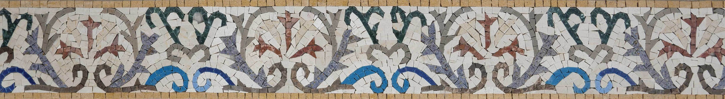 Blumenrankenmuster – Mosaikmedaillon-Blumenbordüre – Netzrücken