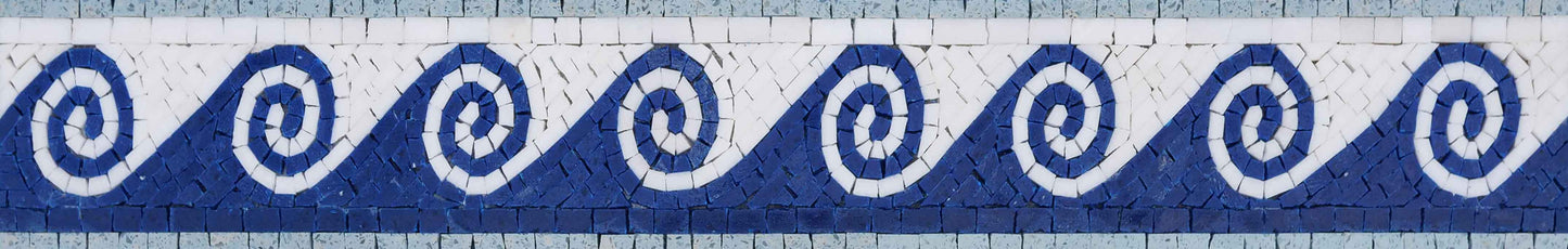 Swirling Wave Pattern - Mosaic Wall Murals Border Luxury Handcrafted Natural Stone - Mesh Backing