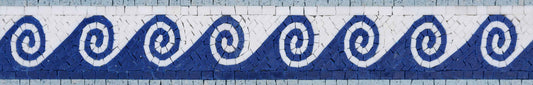 Swirling Wave Pattern - Mosaic Wall Murals Border Luxury Handcrafted Natural Stone - Mesh Backing