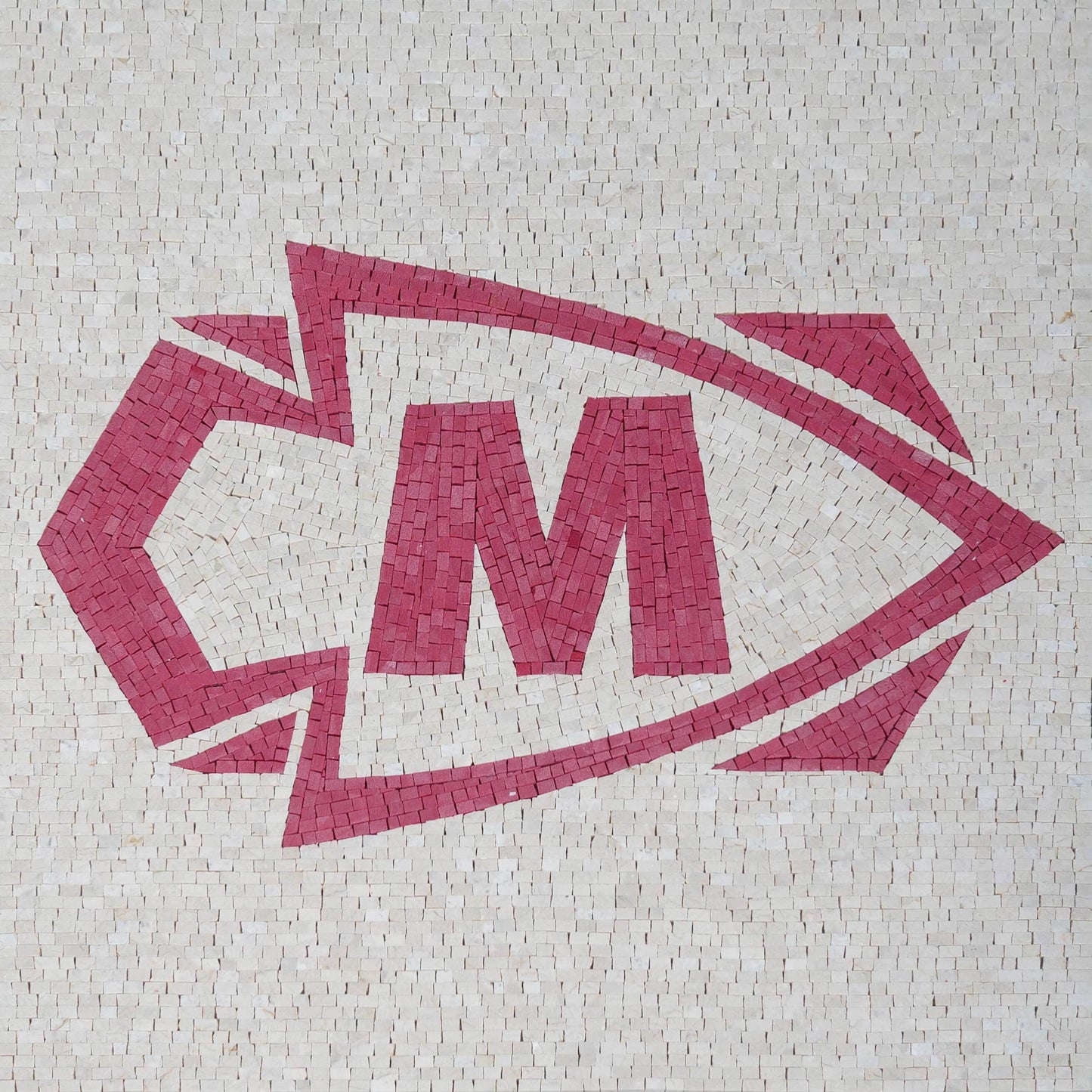Custom M Logo Emblem – Handmade Marble Mosaic Brand Sign - Mesh Backing