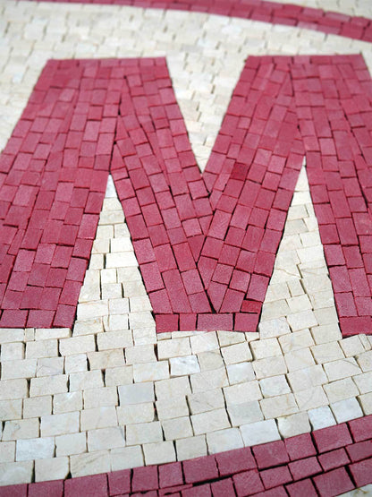 Custom M Logo Emblem – Handmade Marble Mosaic Brand Sign - Mesh Backing