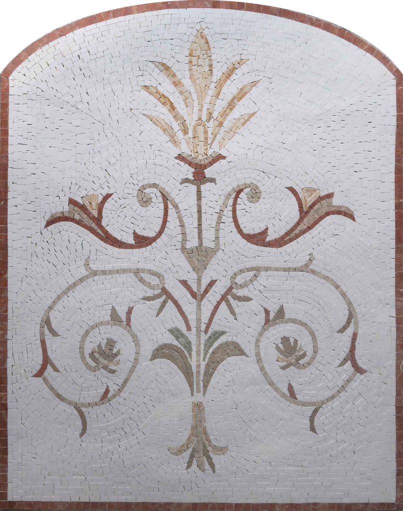Obra de mosaico de mármol floral