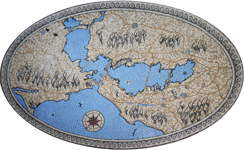 Oeuvre de mosaïque - carte du monde antique