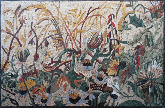 Wild Flower Mosaic Tile Patterns | Luxury Handcrafted Natural Stone