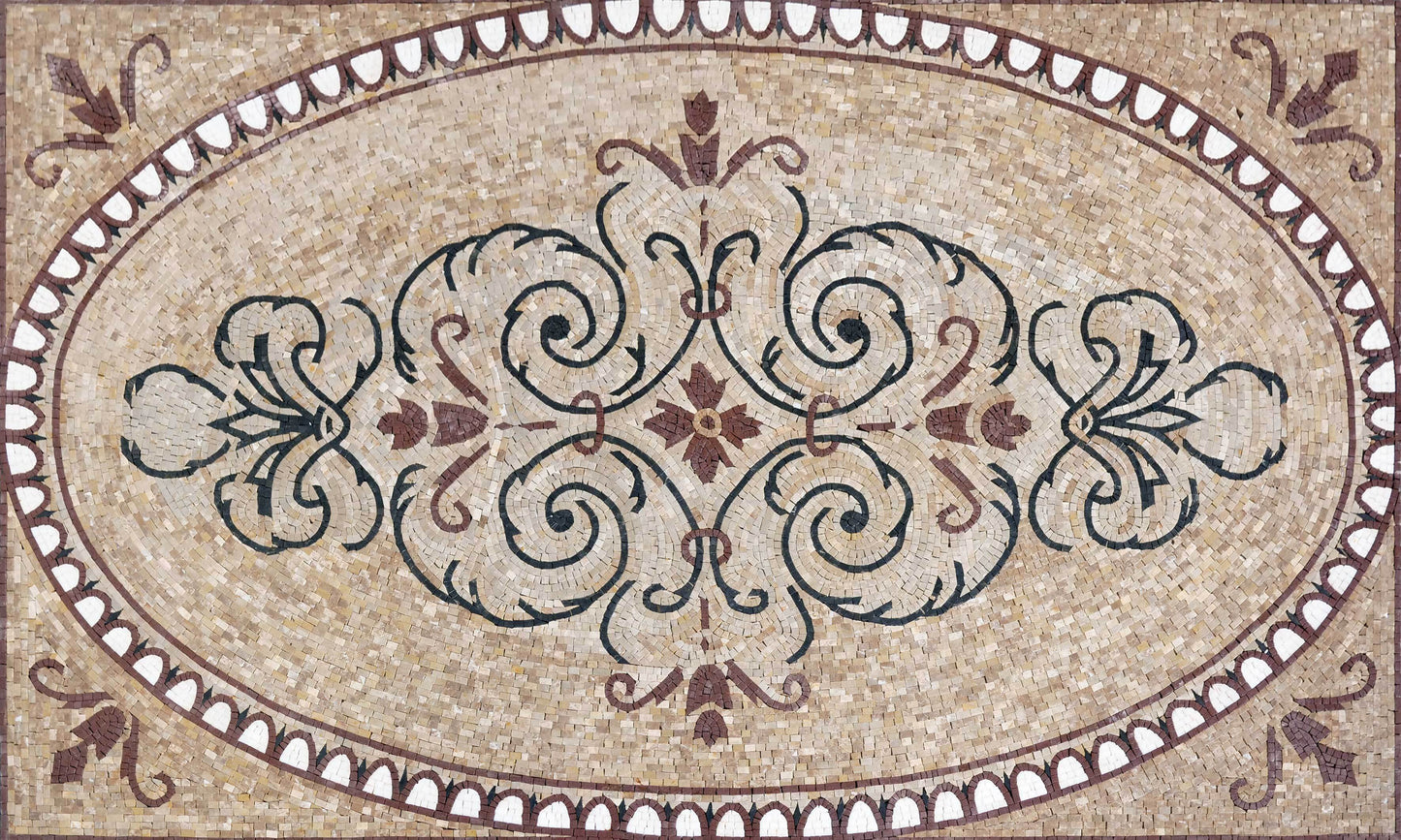 Custom AR Product - Arabesque Marble Rug-Inspired Mosaic