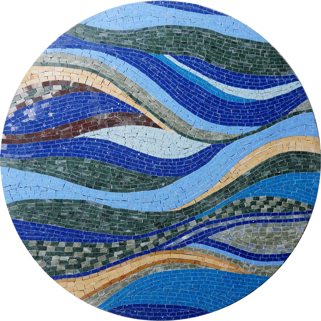 Wellenförmiges Mosaik-Design – Medaillon-Kunst