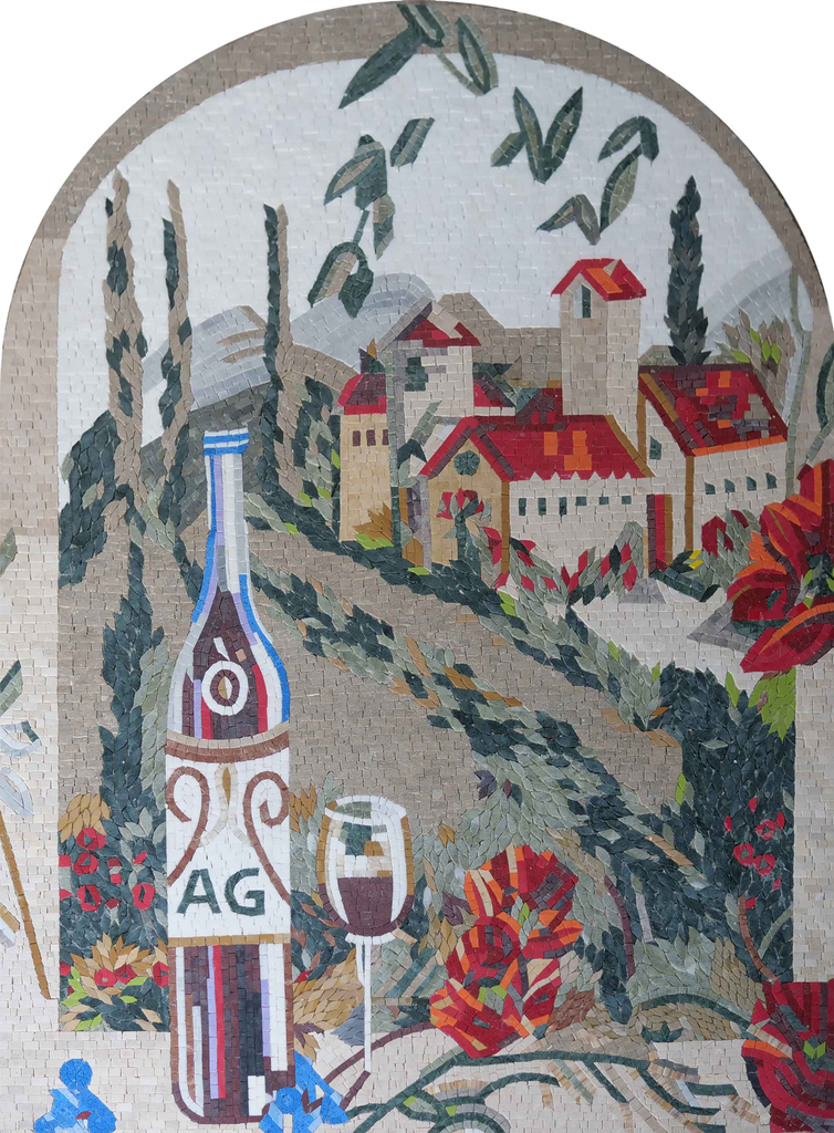 Oeuvre de mosaïque - Toscane et vin