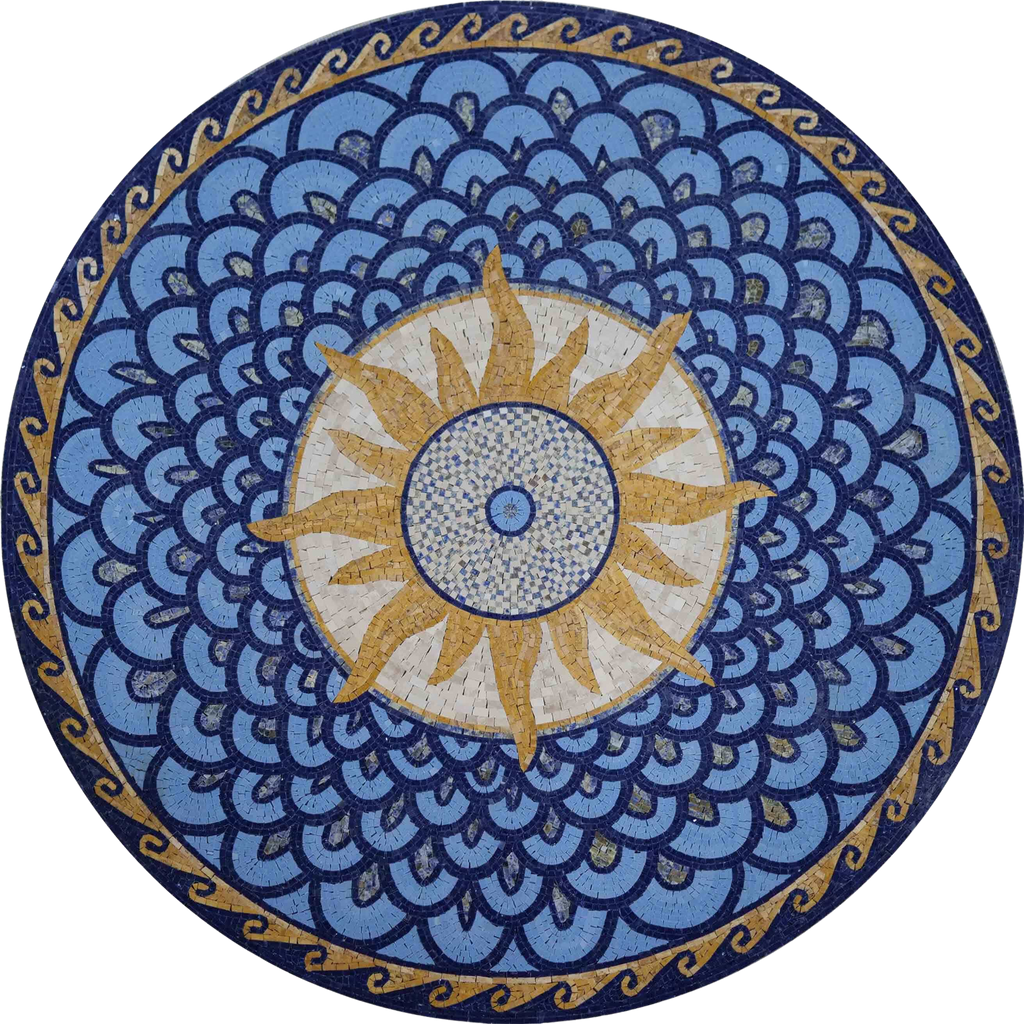 Mosaik-Medaillon - Blauer Himmel