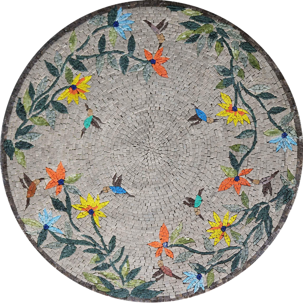 Medaglione Mosaic Art - Uccelli e alberi