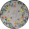 Medalhão de arte em mosaico - pássaros e árvores