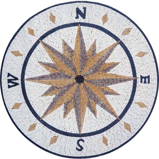 Compass Rose Pattern - Mosaic Wall Murals - Mesh Backing