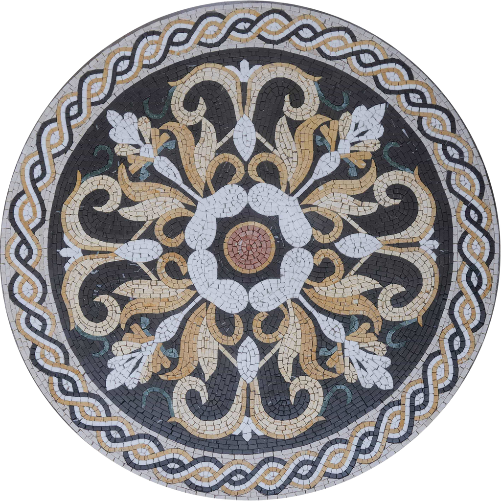 Millicent IV - Medallón de arte mosaico botánico