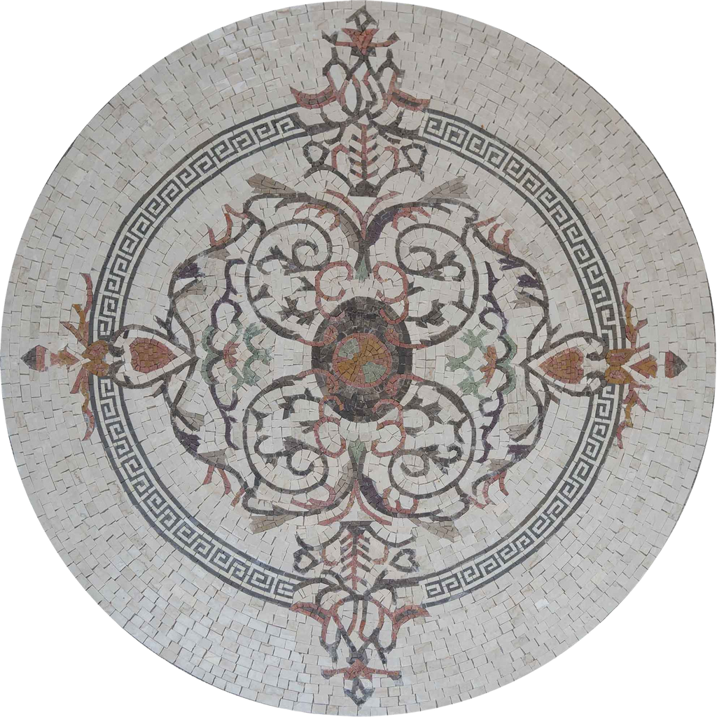 Medaglione Mosaico - Fiori e Vasi