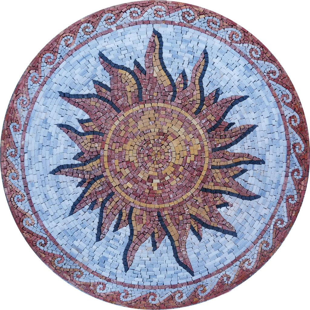 Das rustikale Sonnenmosaik-Medaillon