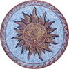 O medalhão rústico do mosaico do sol