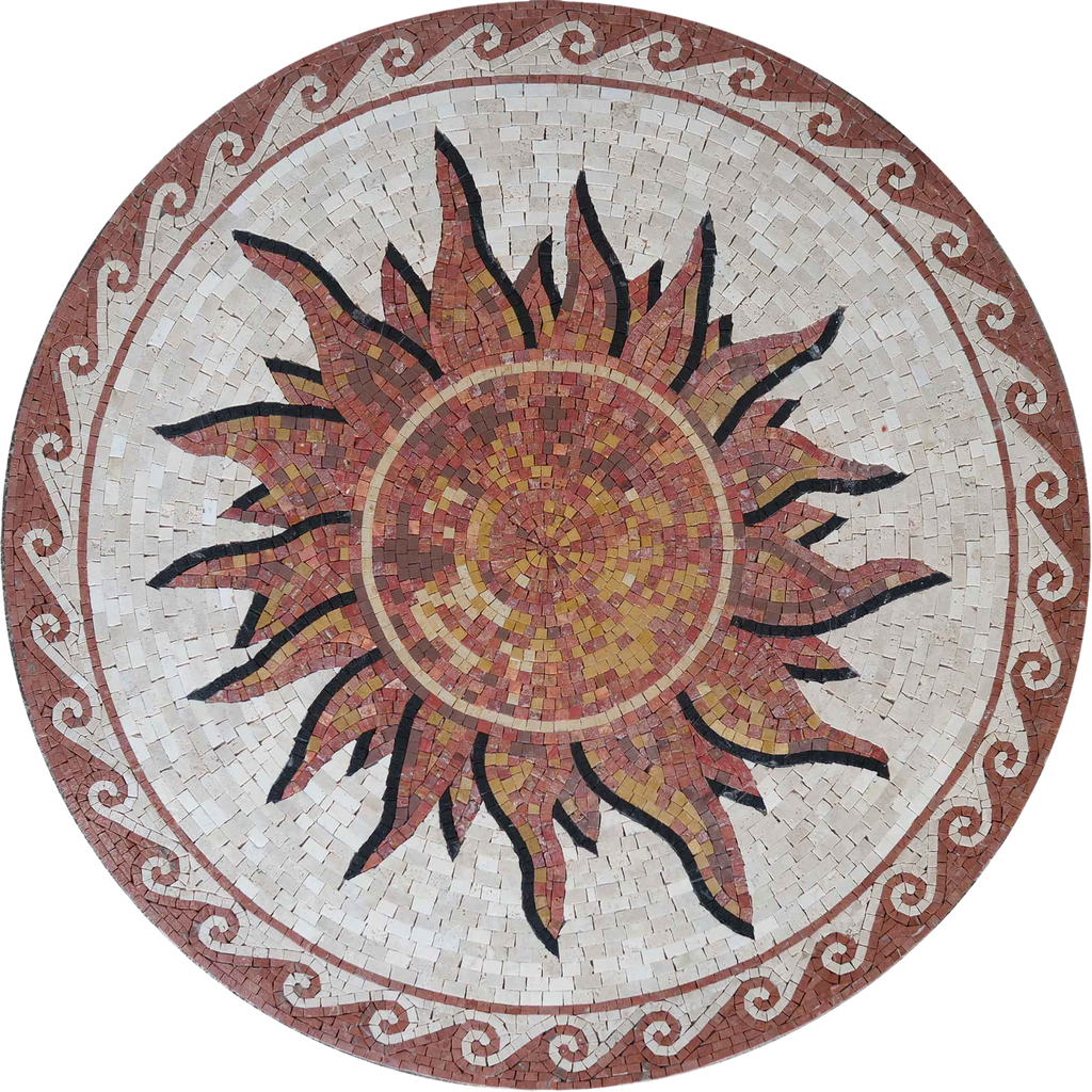 Conception de mosaïque de marbre - Soleil rougeâtre