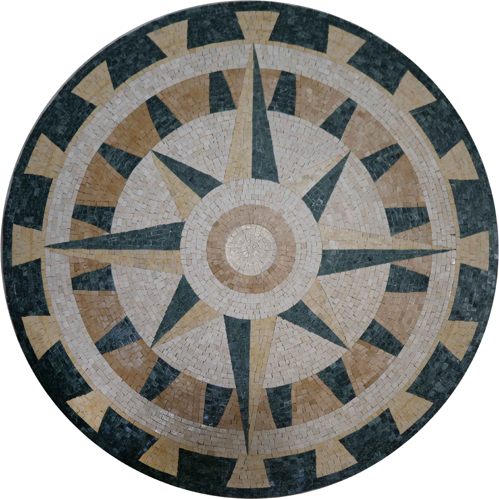 Medaglione Bussola - Mosaico in Marmo Art