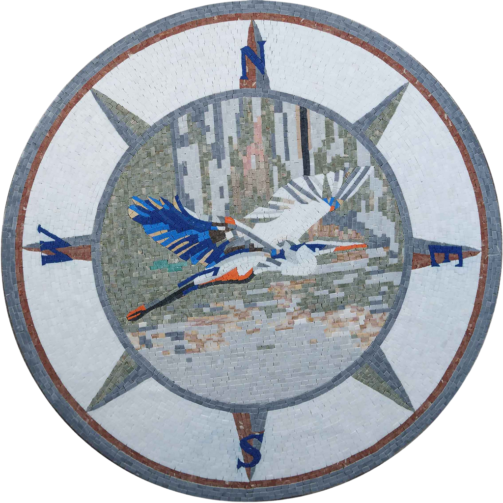 Flying Heron - Mosaic Medallion