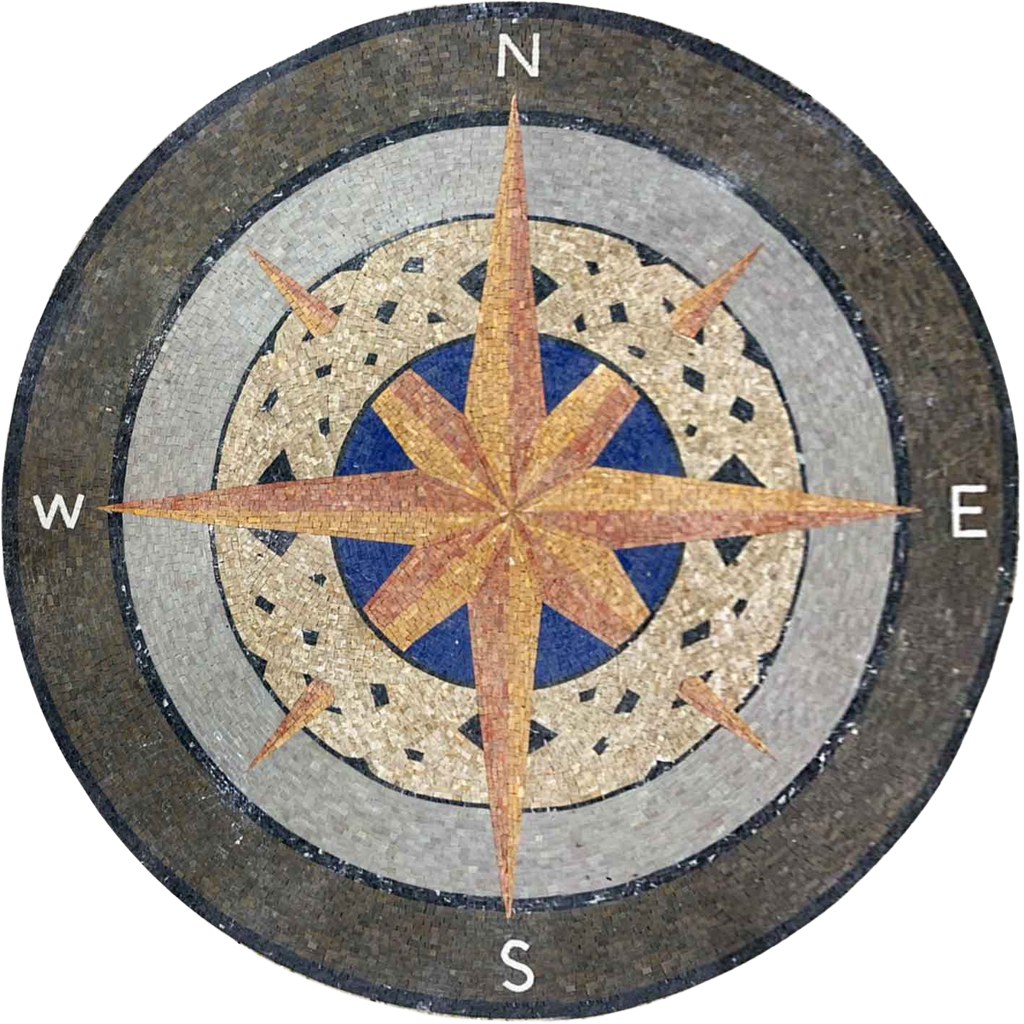 Мозаичный медальон - Компас с узорчатыми кругами