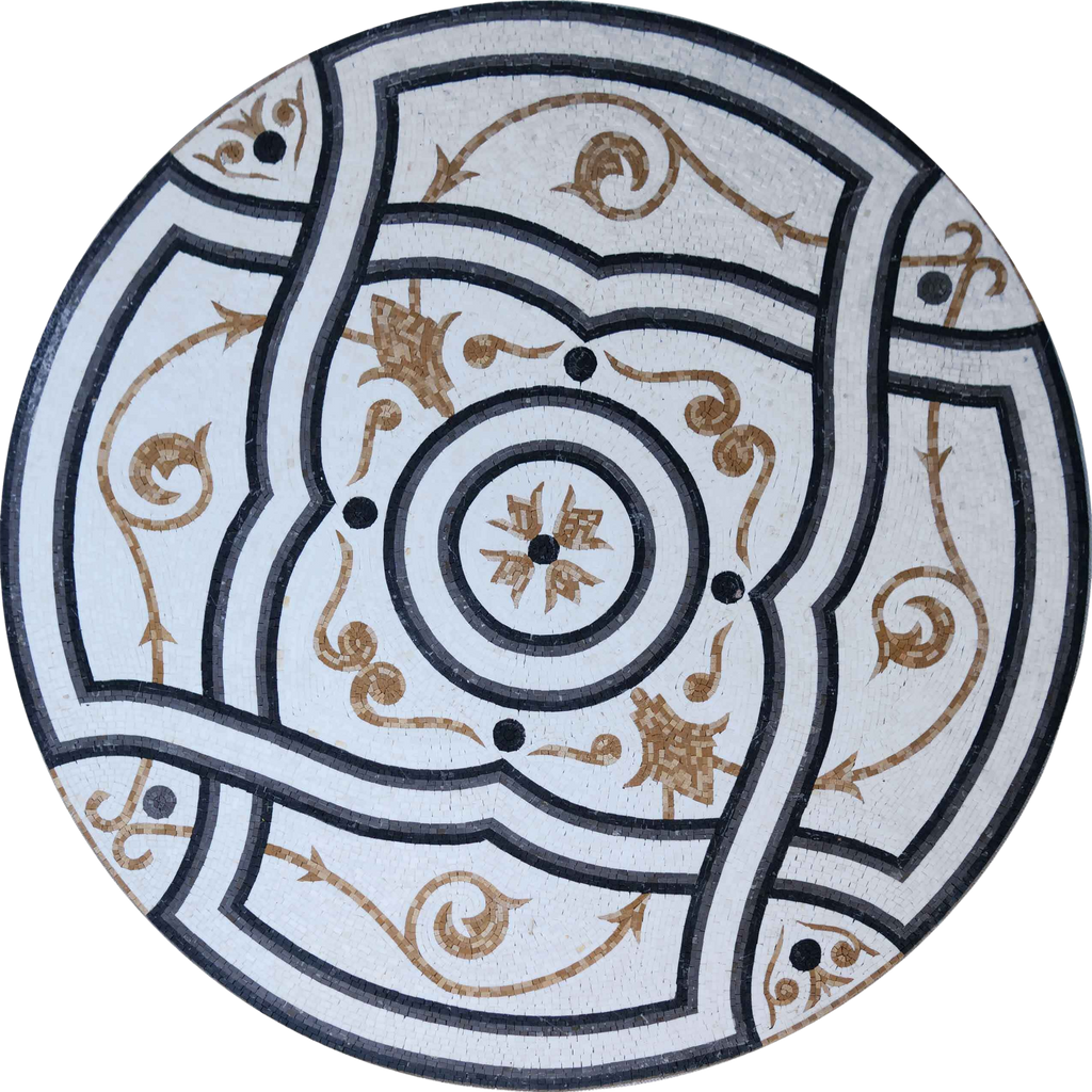 Medaglione in mosaico - Frecce dorate