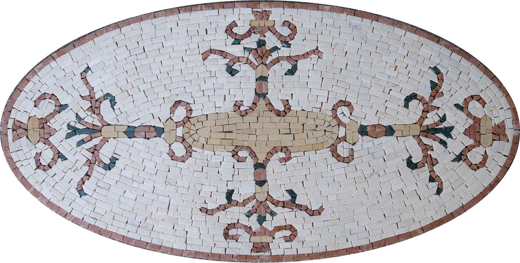Arte em mosaico de tapete oval